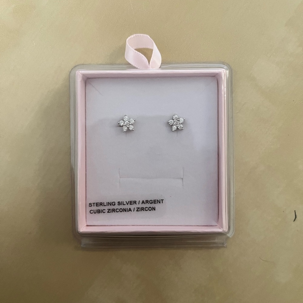 Sterling silver flower earring studs